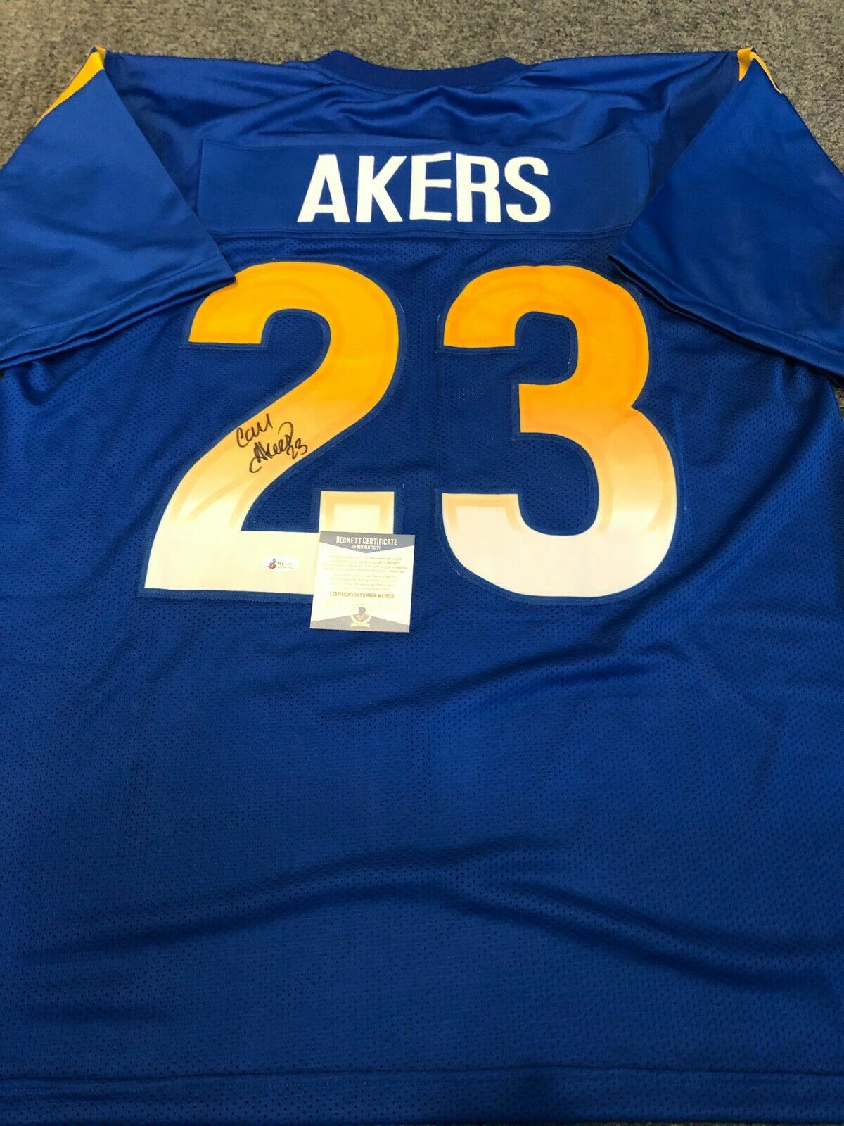 MVP Authentics Los Angeles Rams Cam Akers Autographed Signed Jersey Beckett Coa 152.10 sports jersey framing , jersey framing