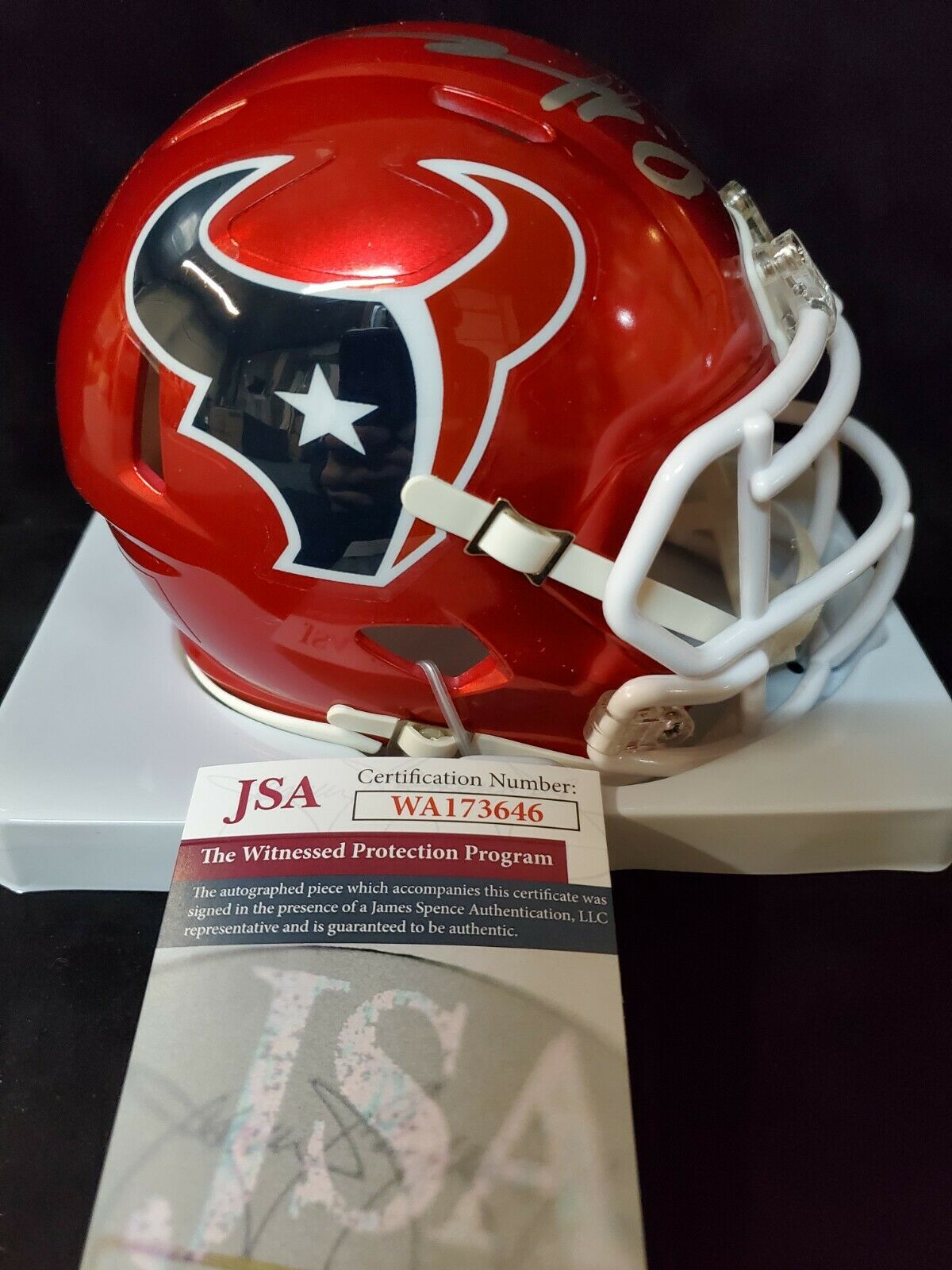 MVP Authentics Houston Texans Daesean Hamilton Signed Inscribed Flash Mini Helmet Jsa Coa 94.50 sports jersey framing , jersey framing