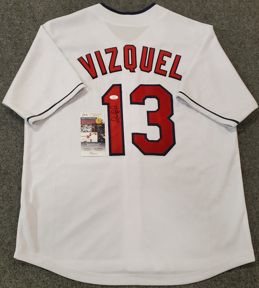MVP Authentics Cleveland Indians Omar Vizquel Autographed Jersey Jsa Coa 125.10 sports jersey framing , jersey framing