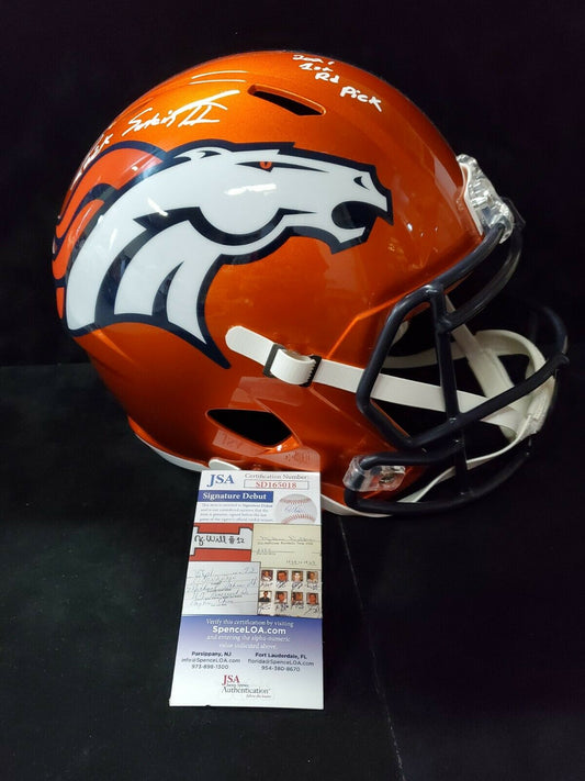 MVP Authentics Denver Broncos Pat Surtain Ii Signed Inscribed Full Sz Flash Rep Helmet Jsa Coa 315 sports jersey framing , jersey framing