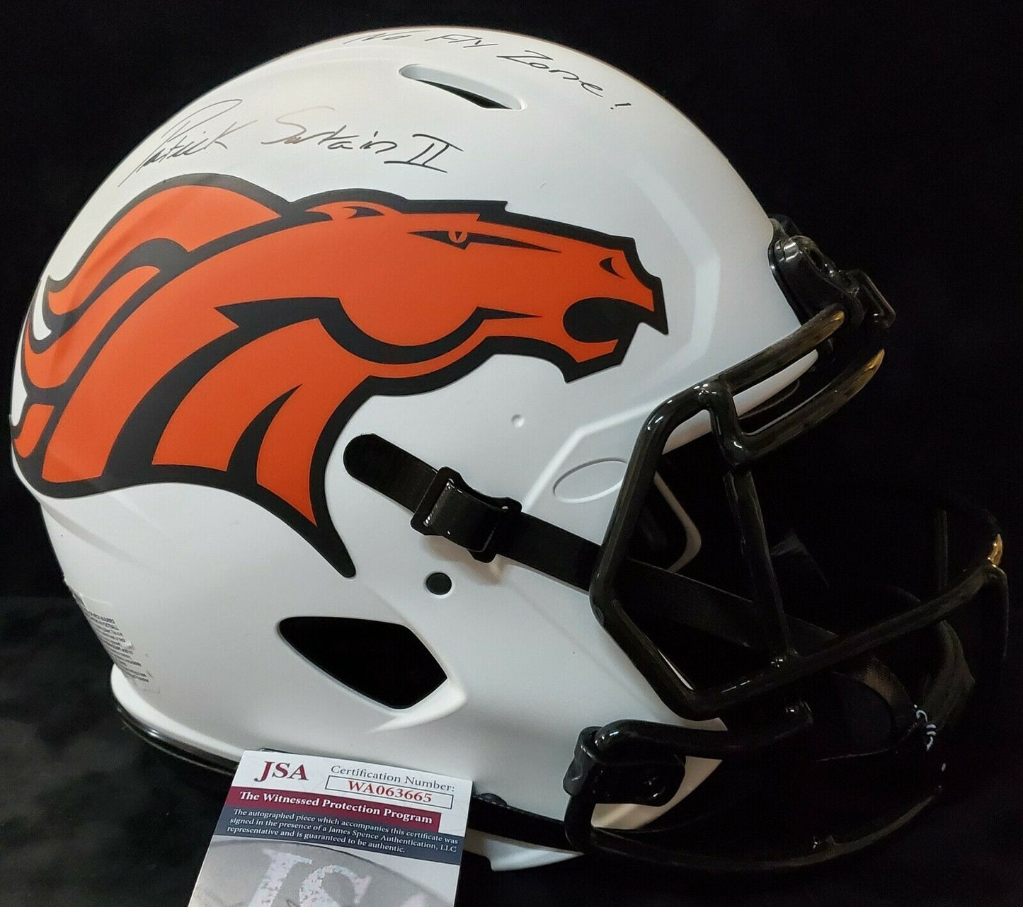 MVP Authentics Denver Broncos Pat Surtain Ii Signed Inscribe Full Sz Lunar Authentic Helmet Jsa 517.50 sports jersey framing , jersey framing
