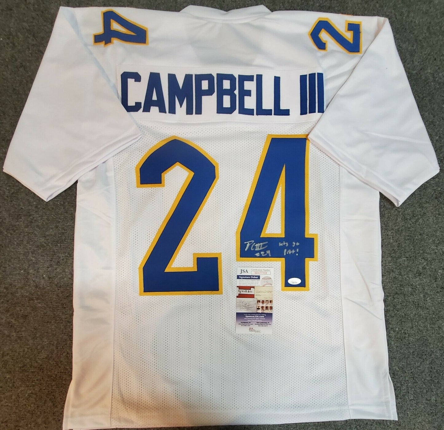 MVP Authentics Pitt Panthers Phil Campbell Iii Signed Inscr. "Lets Go Pitt!" Jersey Jsa Coa 63 sports jersey framing , jersey framing