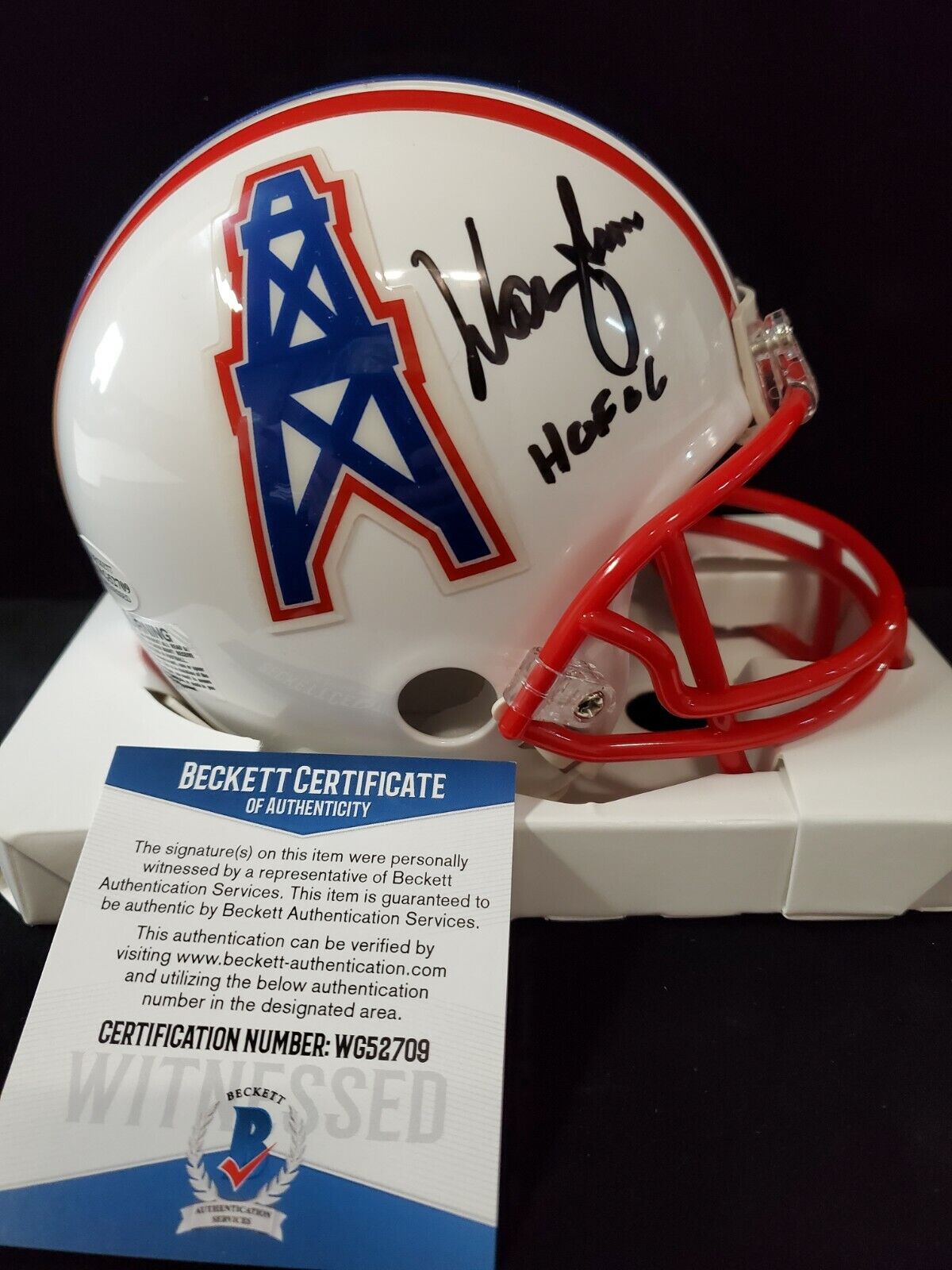 MVP Authentics Warren Moon Autographed Signed Houston Oilers Mini Helmet Bas Coa 89.10 sports jersey framing , jersey framing