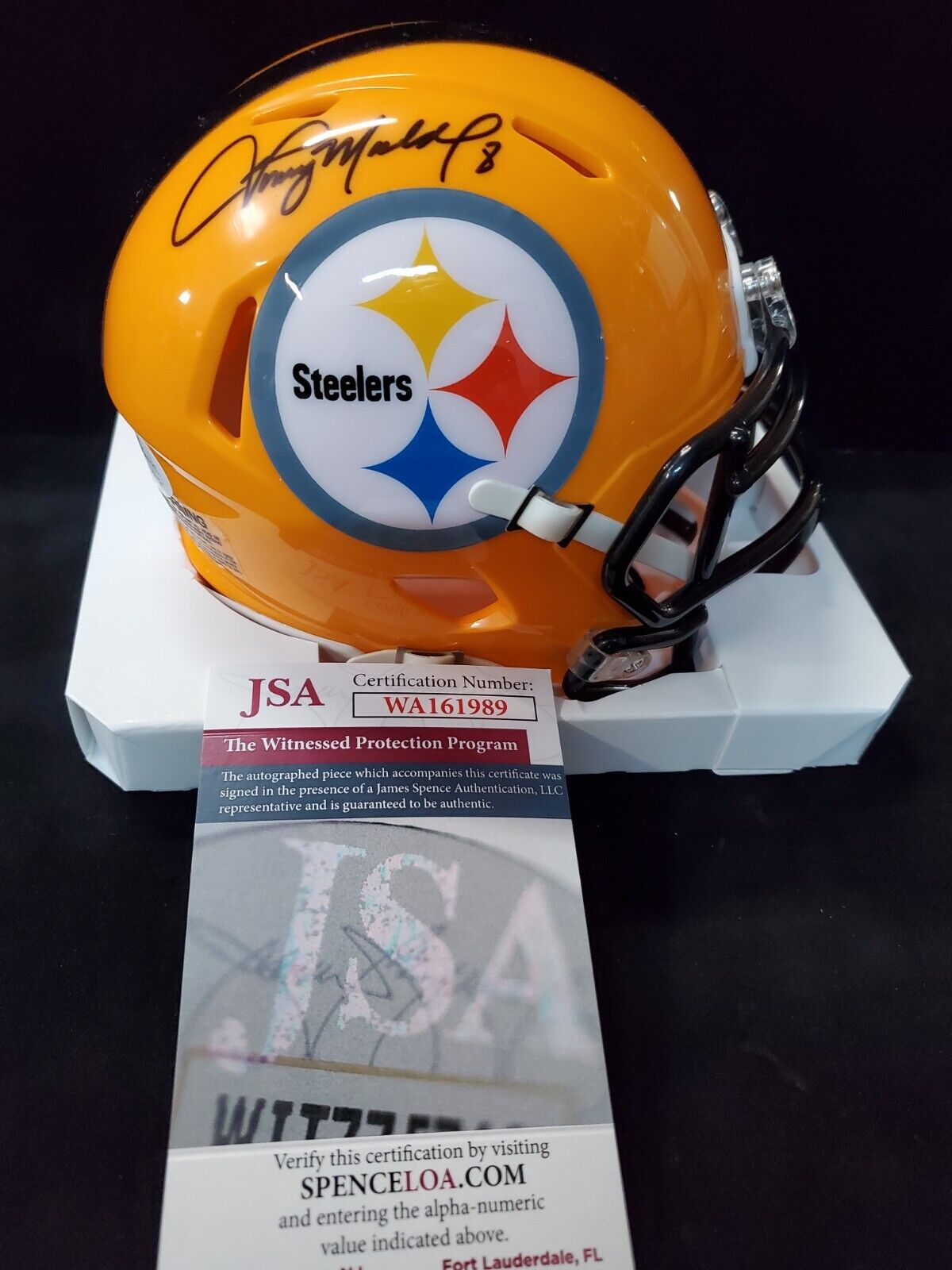 MVP Authentics Pittsburgh Steelers Tommy Maddox Signed Speed Throwback Mini Helmet Jsa Coa 76.50 sports jersey framing , jersey framing
