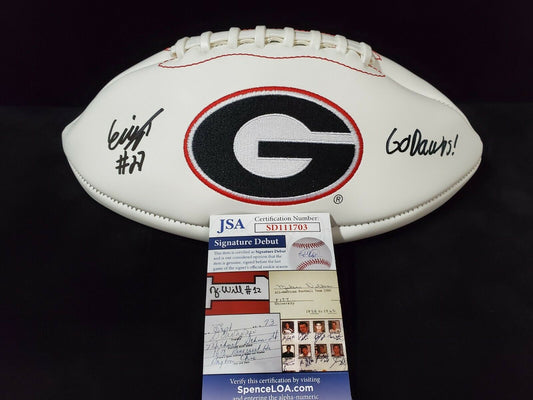 MVP Authentics Georgia Bulldogs Eric Stokes Autographed Inscribed Signed Logo Football Jsa Coa 135 sports jersey framing , jersey framing