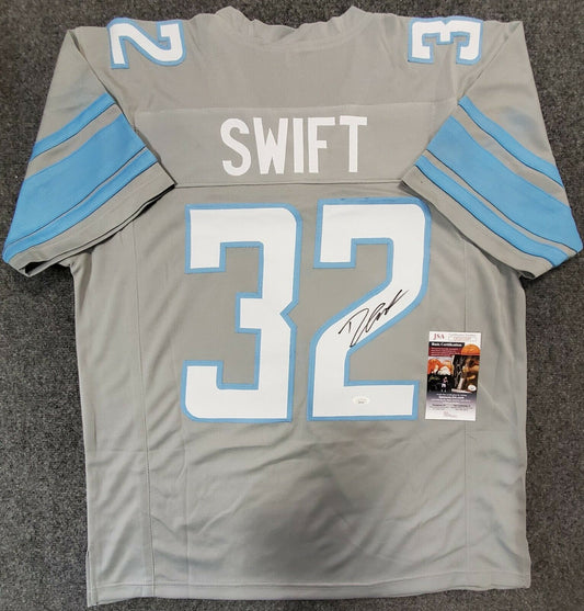 MVP Authentics Detroit Lions D'andre Swift Autographed Signed Jersey Jsa Coa 134.10 sports jersey framing , jersey framing
