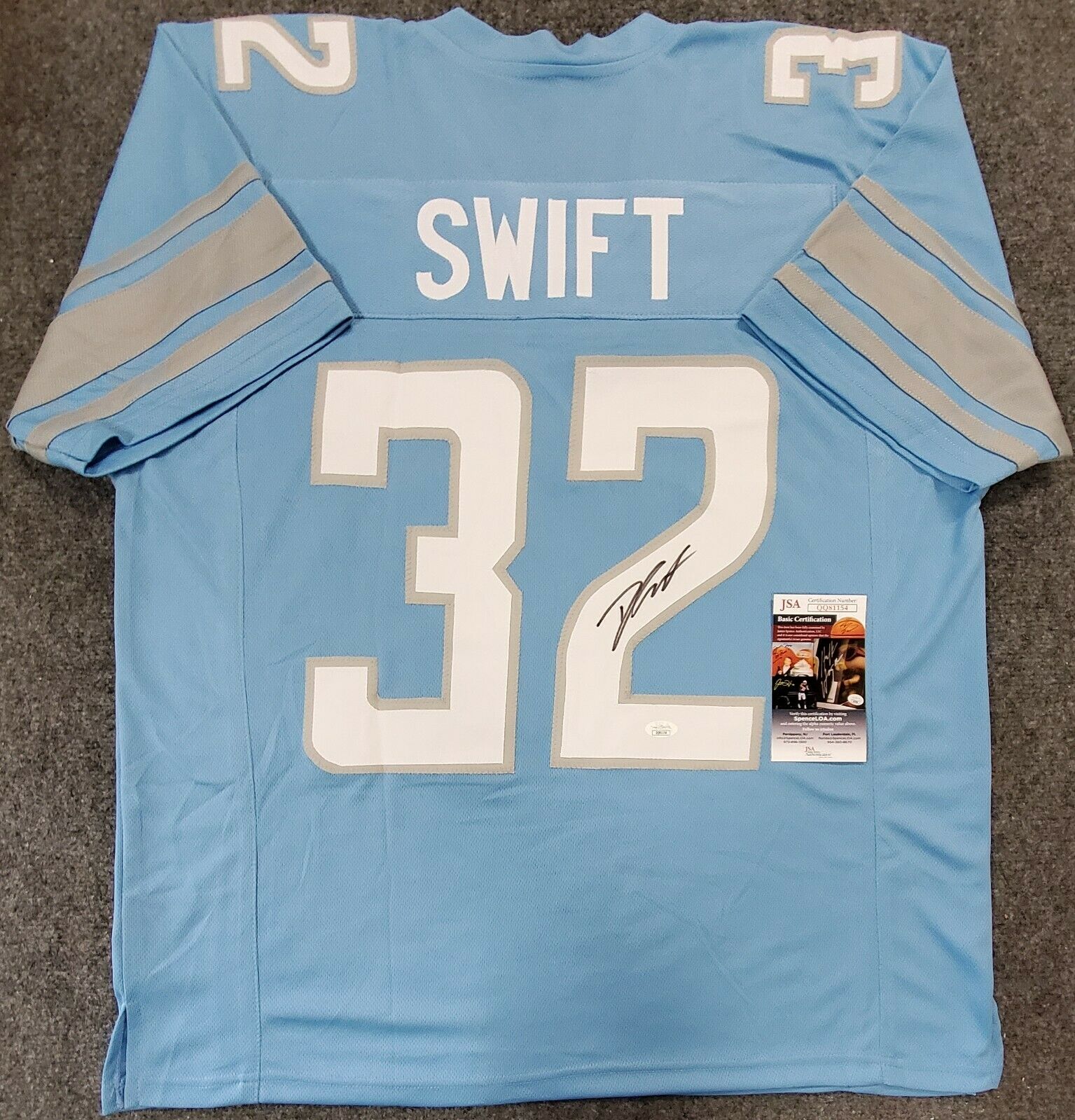 MVP Authentics Detroit Lions D'andre Swift Autographed Signed Jersey Jsa Coa 134.10 sports jersey framing , jersey framing