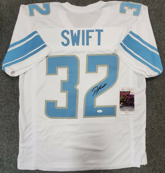 MVP Authentics Detroit Lions D'andre Swift Autographed Signed Jersey Jsa Coa 134.10 sports jersey framing , jersey framing