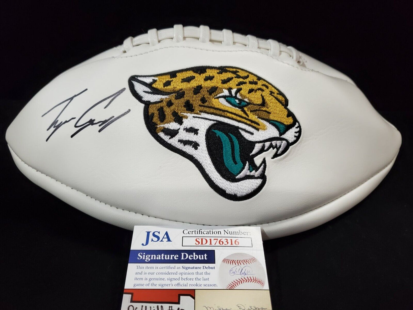 MVP Authentics Jacksonville Jaguars Tyson Campbell Autographed Signed Logo Football Jsa Coa 117 sports jersey framing , jersey framing