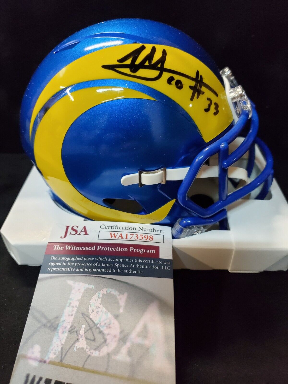 MVP Authentics Los Angeles Rams Nick Scott Autographed Speed Mini Helmet Jsa Coa 112.50 sports jersey framing , jersey framing