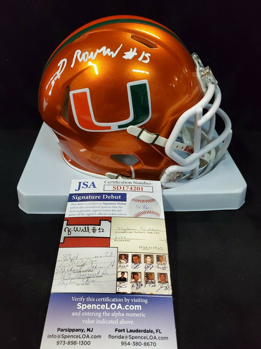 MVP Authentics Greg Rousseau Autographed Signed Miami Hurricanes  Flash Mini Helmet Jsa Coa 116.10 sports jersey framing , jersey framing