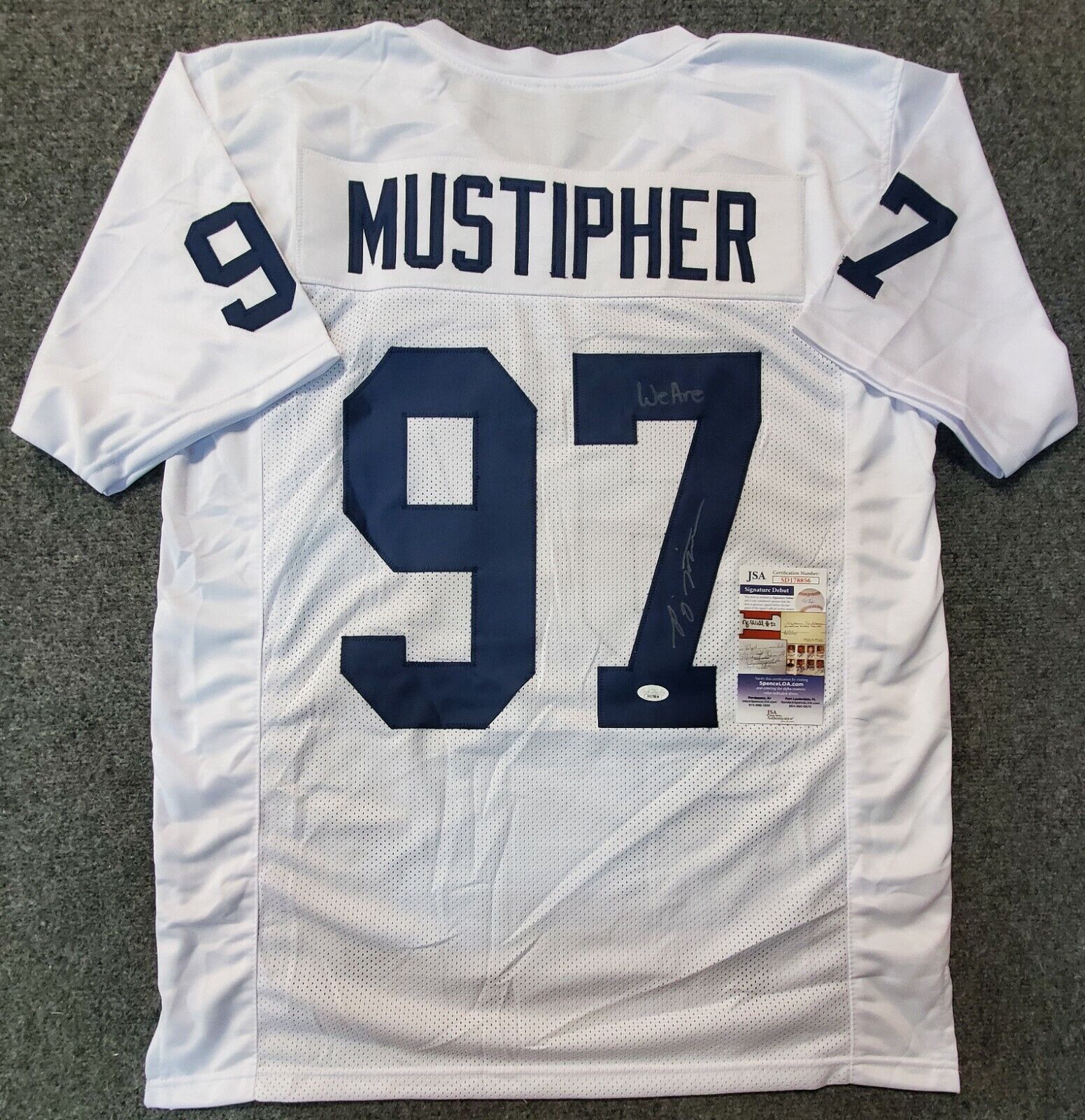 MVP Authentics Penn State Pj Mustipher Autographed Signed Inscribed Jersey Jsa Coa 72 sports jersey framing , jersey framing
