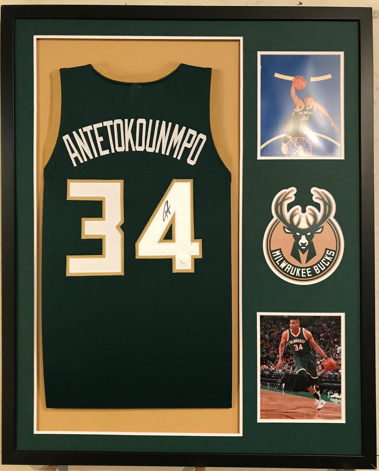 MVP Authentics - Framing Custom Framing - 2 photo vertical for Basketball jersey with suede matting 225 sports jersey framing , jersey framing