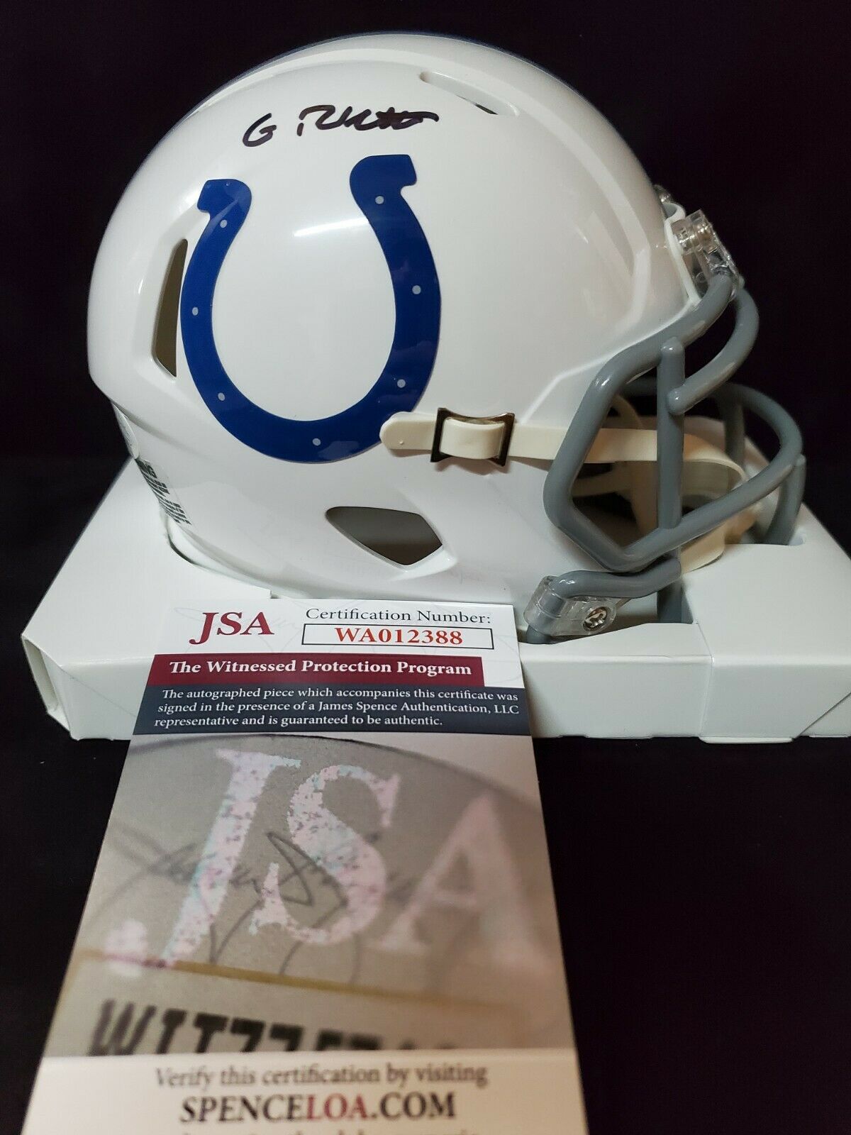 MVP Authentics Indianapolis Colts Gary Brackett Autographed Signed Speed Mini Helmet Jsa Coa 108 sports jersey framing , jersey framing