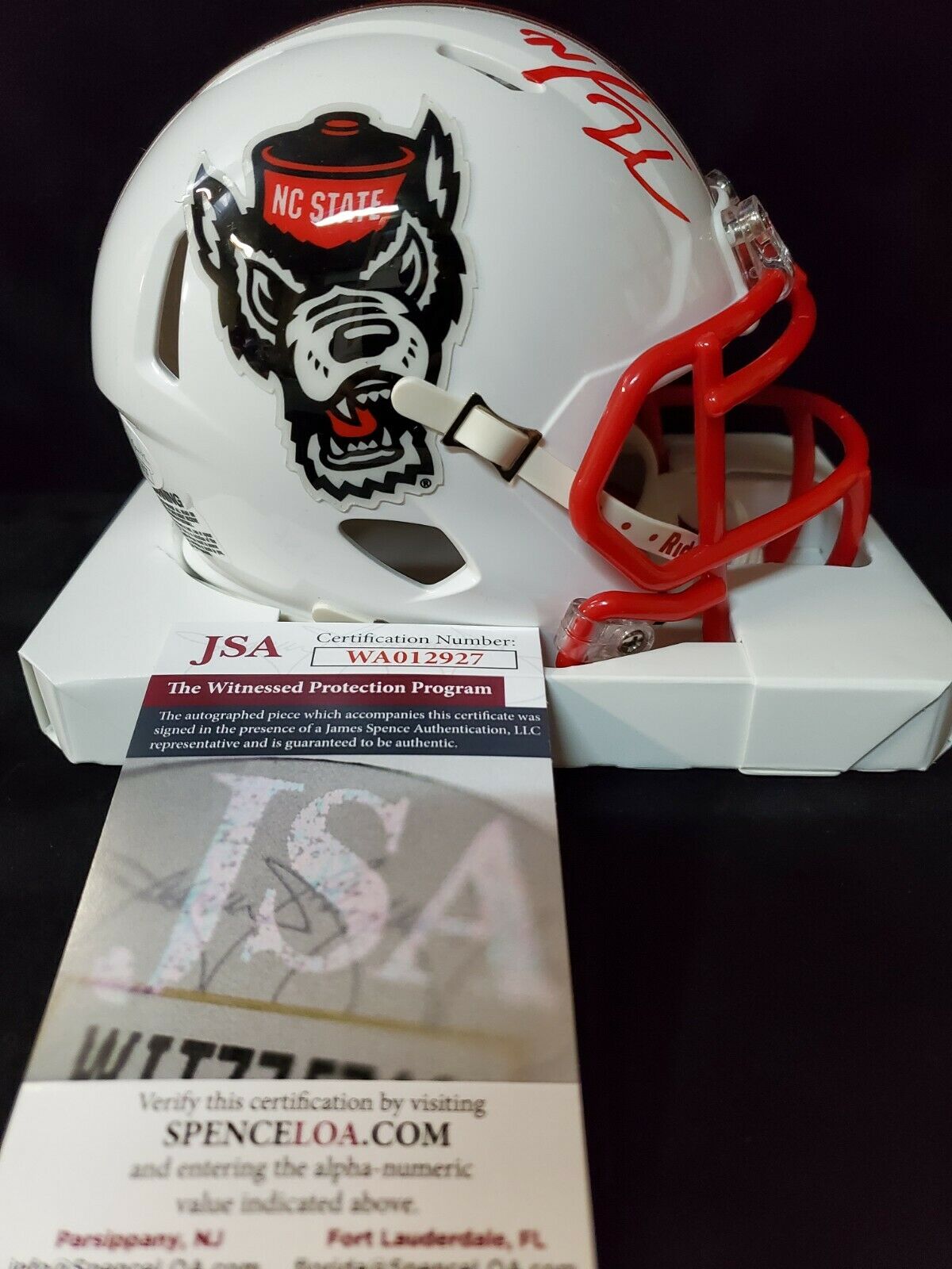MVP Authentics Nyheim Hines Autographed Signed Nc State Speed Mini Helmet Jsa Coa 98.10 sports jersey framing , jersey framing