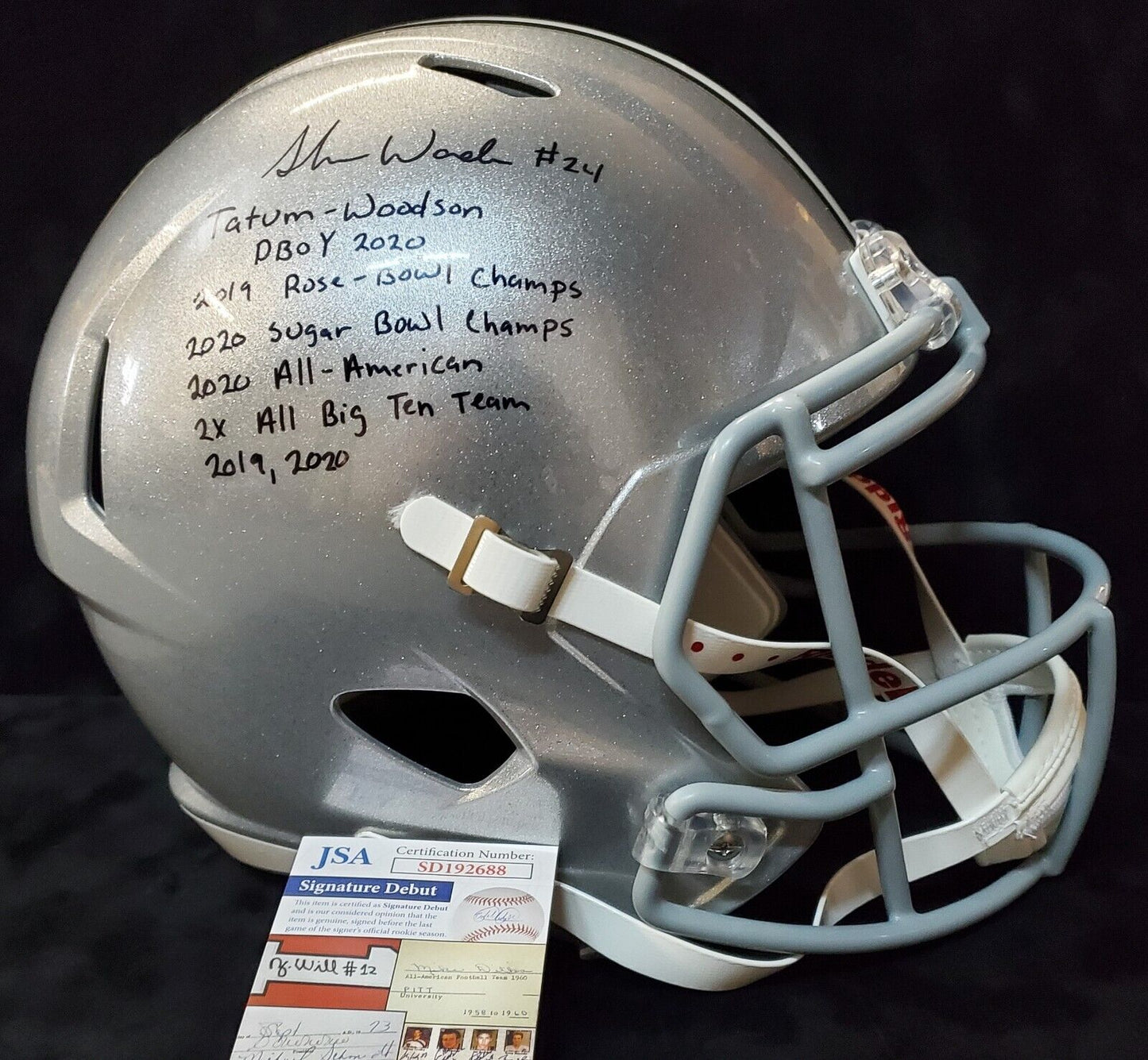 MVP Authentics Shaun Wade Autographed Signed Ohio State Buckeyes Full Size Helmet Jsa Debut Coa 314.10 sports jersey framing , jersey framing