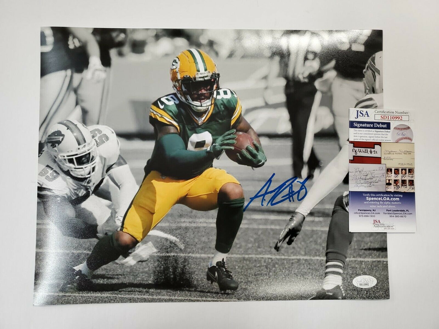 MVP Authentics Green Bay Packers Amari Rodgers Autographed 11X14 Photo Jsa Coa 71.10 sports jersey framing , jersey framing