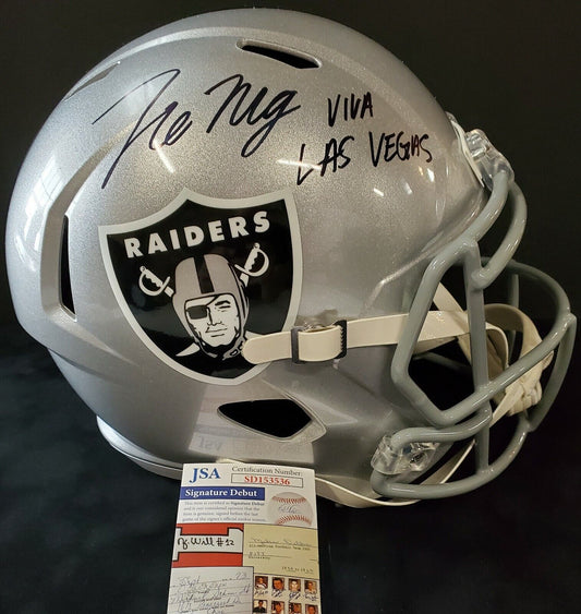 MVP Authentics Las Vegas Raiders Tre'von Moehrig Autographed Inscribed Full Size Helmet Jsa Coa 341.10 sports jersey framing , jersey framing