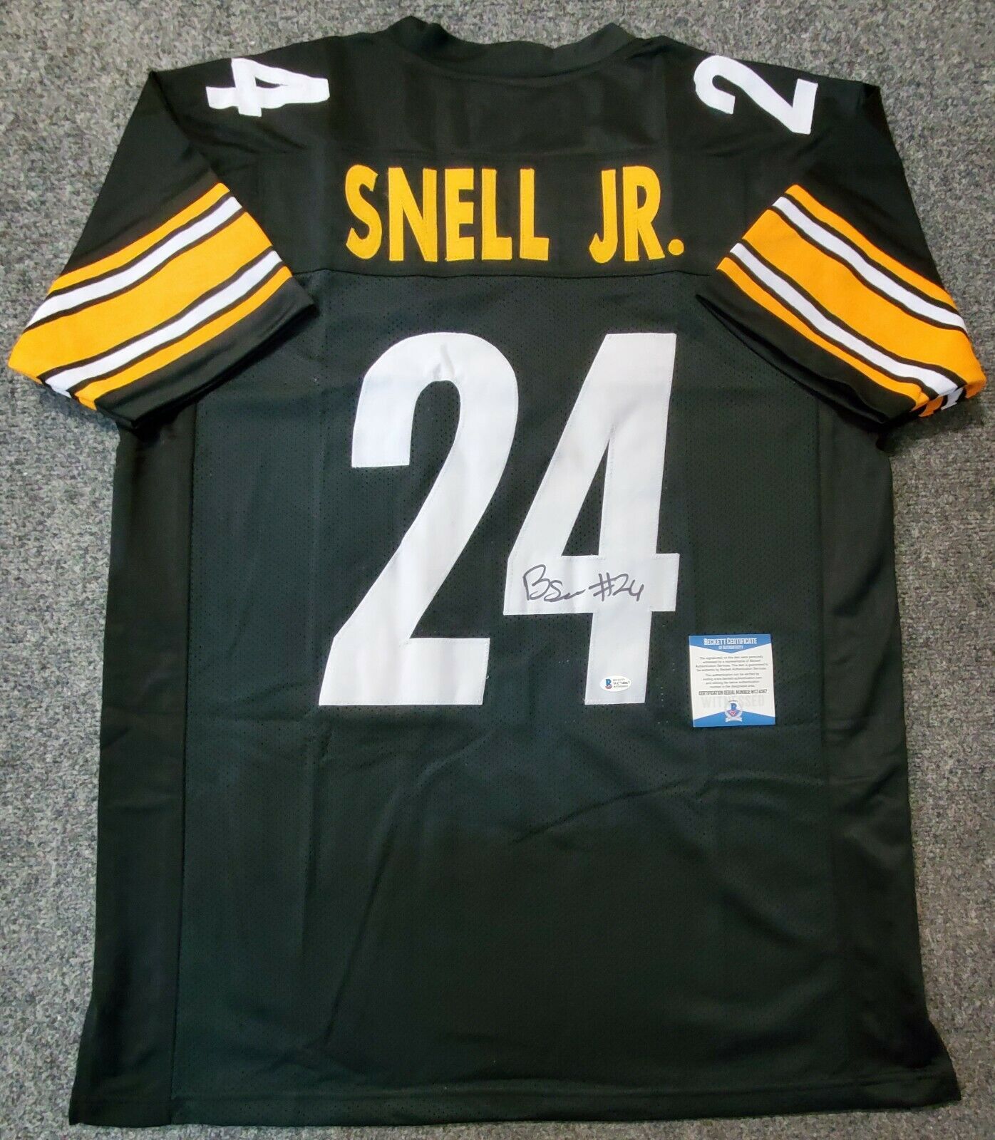 MVP Authentics Pittsburgh Steelers Benny Snell Jr Autographed Signed Jersey Beckett Coa 90 sports jersey framing , jersey framing