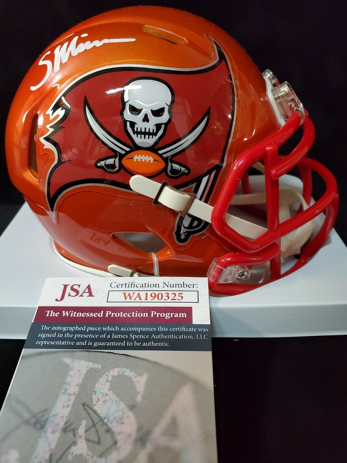 MVP Authentics Scotty Miller Autographed Signed Tampa Bay Buccaneers Flash Mini Helmet Jsa Coa 170.10 sports jersey framing , jersey framing