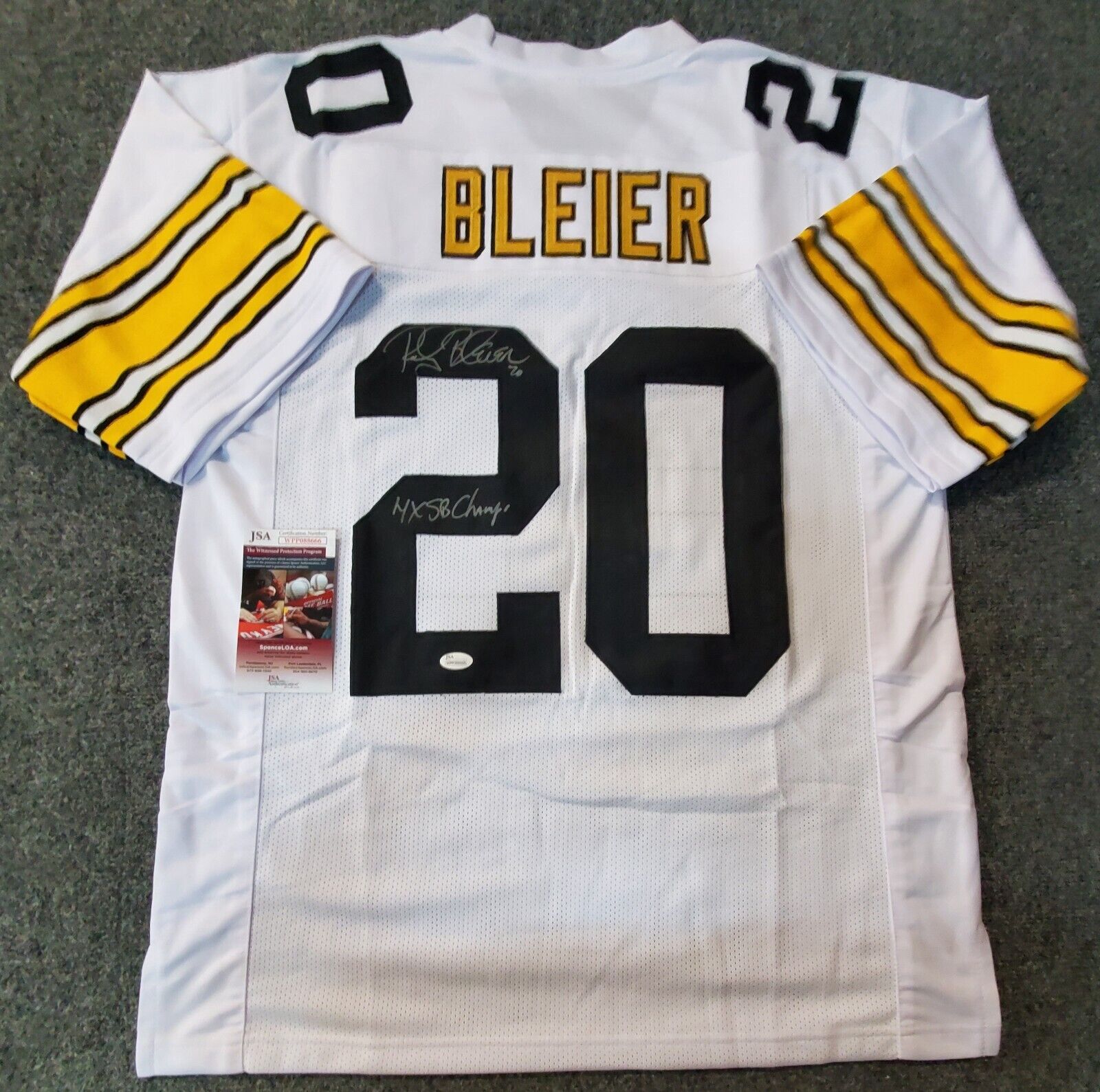 MVP Authentics Pittsburgh Steelers Rocky Bleier Autographed Signed Incscribed Jersey Jsa Coa 117 sports jersey framing , jersey framing