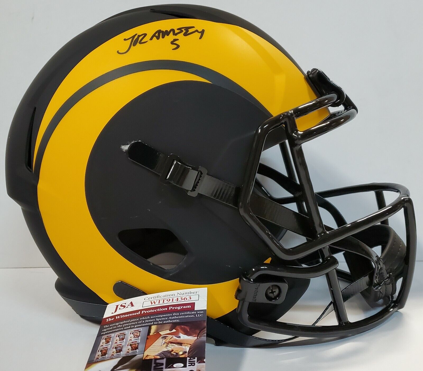 MVP Authentics La Rams Jalen Ramsey Autograph Signed Full Size Replica Eclipse Helmet Jsa Coa 315 sports jersey framing , jersey framing