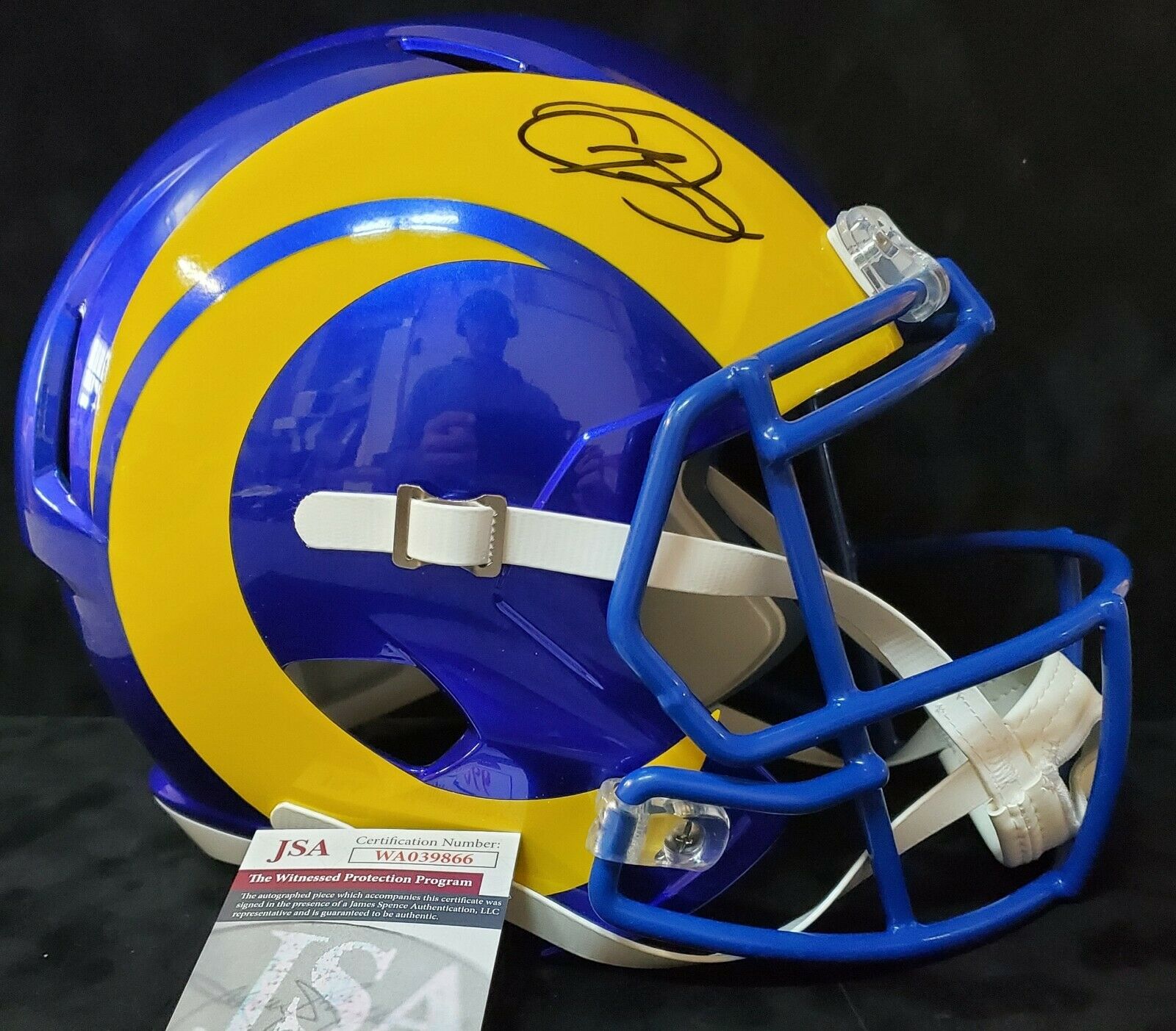 MVP Authentics Los Angeles Rams Odell Beckham Jr Signed Full Size Replica Speed Helmet Jsa Coa 315 sports jersey framing , jersey framing