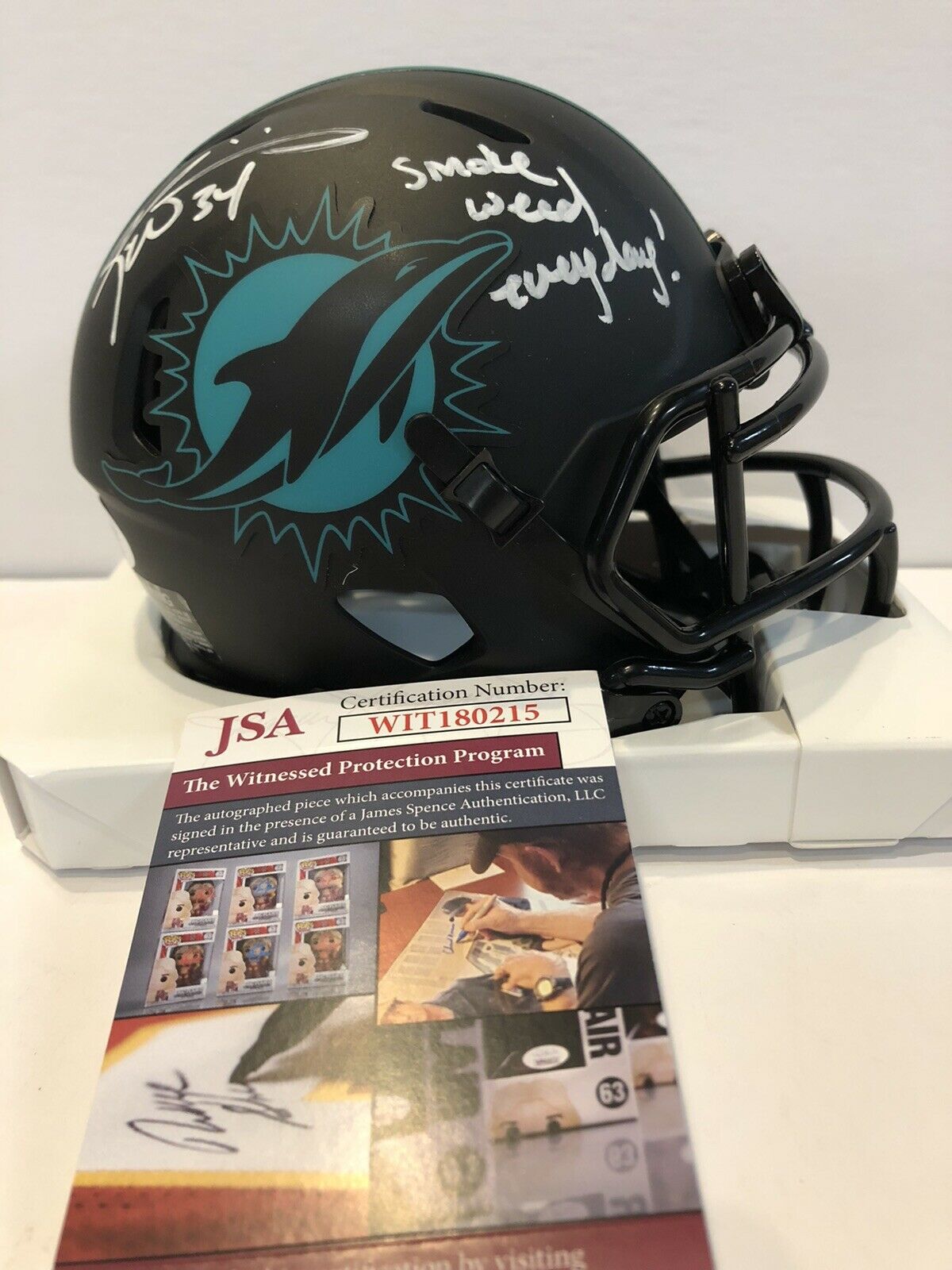 MVP Authentics Ricky Williams Signed Miami Dolphins Smoke Weed Eclipse Mini Helmet Jsa Coa 125.10 sports jersey framing , jersey framing