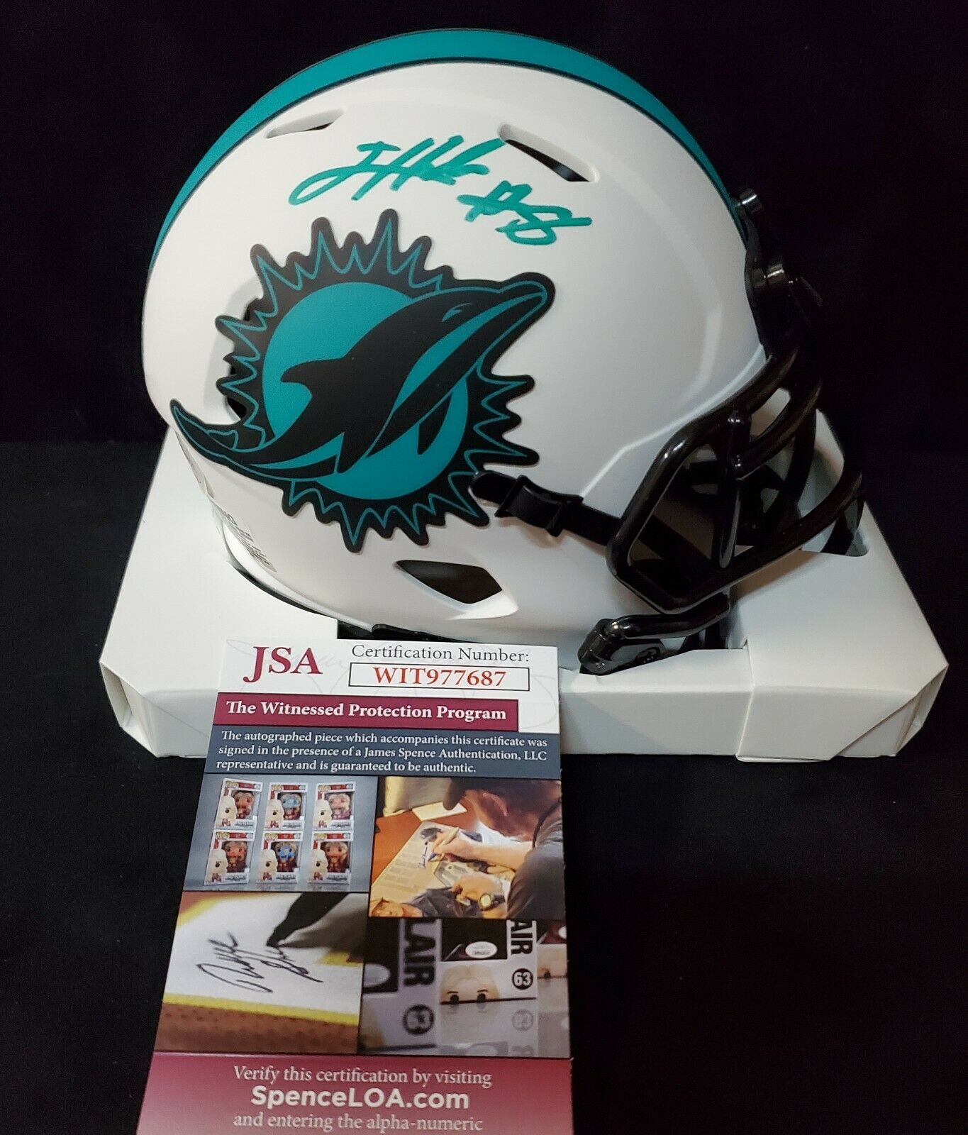 MVP Authentics Miami Dolphins Jevon Holland Autographed Signed Lunar Mini Helmet Jsa Coa 112.50 sports jersey framing , jersey framing