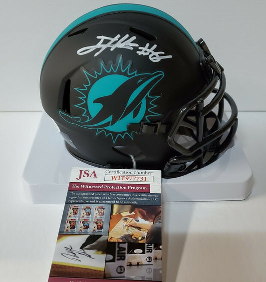 MVP Authentics Miami Dolphins Jevon Holland Autographed White Signed Eclipse Mini Helmet Jsa 112.50 sports jersey framing , jersey framing