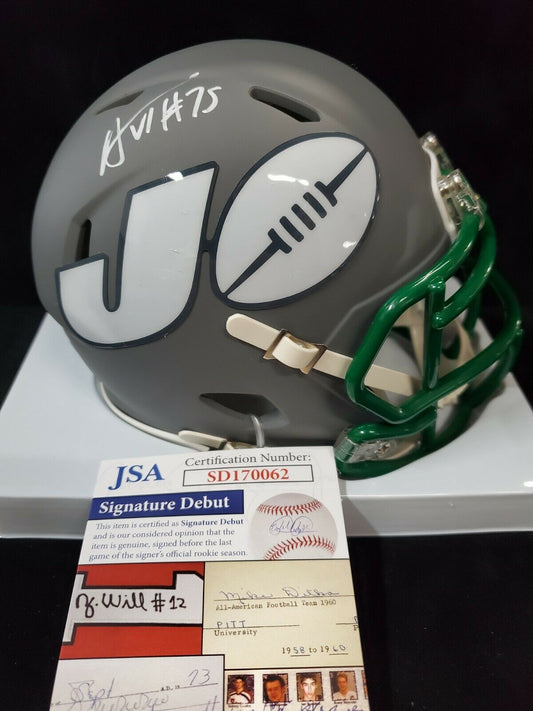 MVP Authentics N.Y. Jets Alijah Vera-Tucker Autographed Signed Amp Mini Helmet Jsa Coa 134.10 sports jersey framing , jersey framing