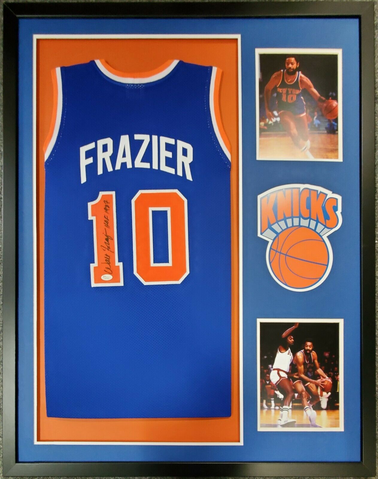 MVP Authentics Framed New York Knicks Autographed Signed Walt Frazier Jersey Jsa Coa 450 sports jersey framing , jersey framing