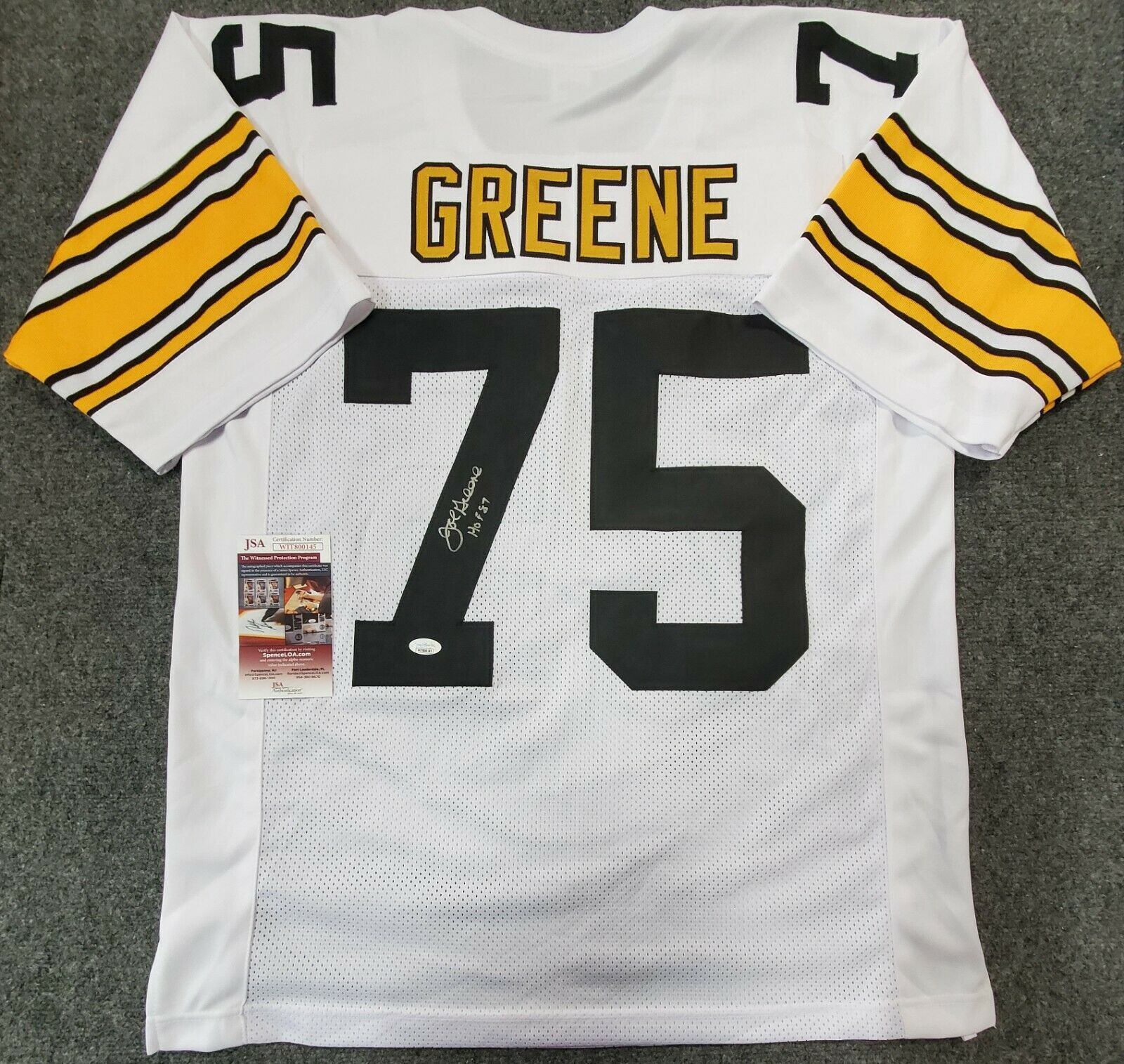 MVP Authentics Pittsburgh Steelers Mean Joe Greene Autographed Inscribed Jersey Jsa Coa 265.50 sports jersey framing , jersey framing