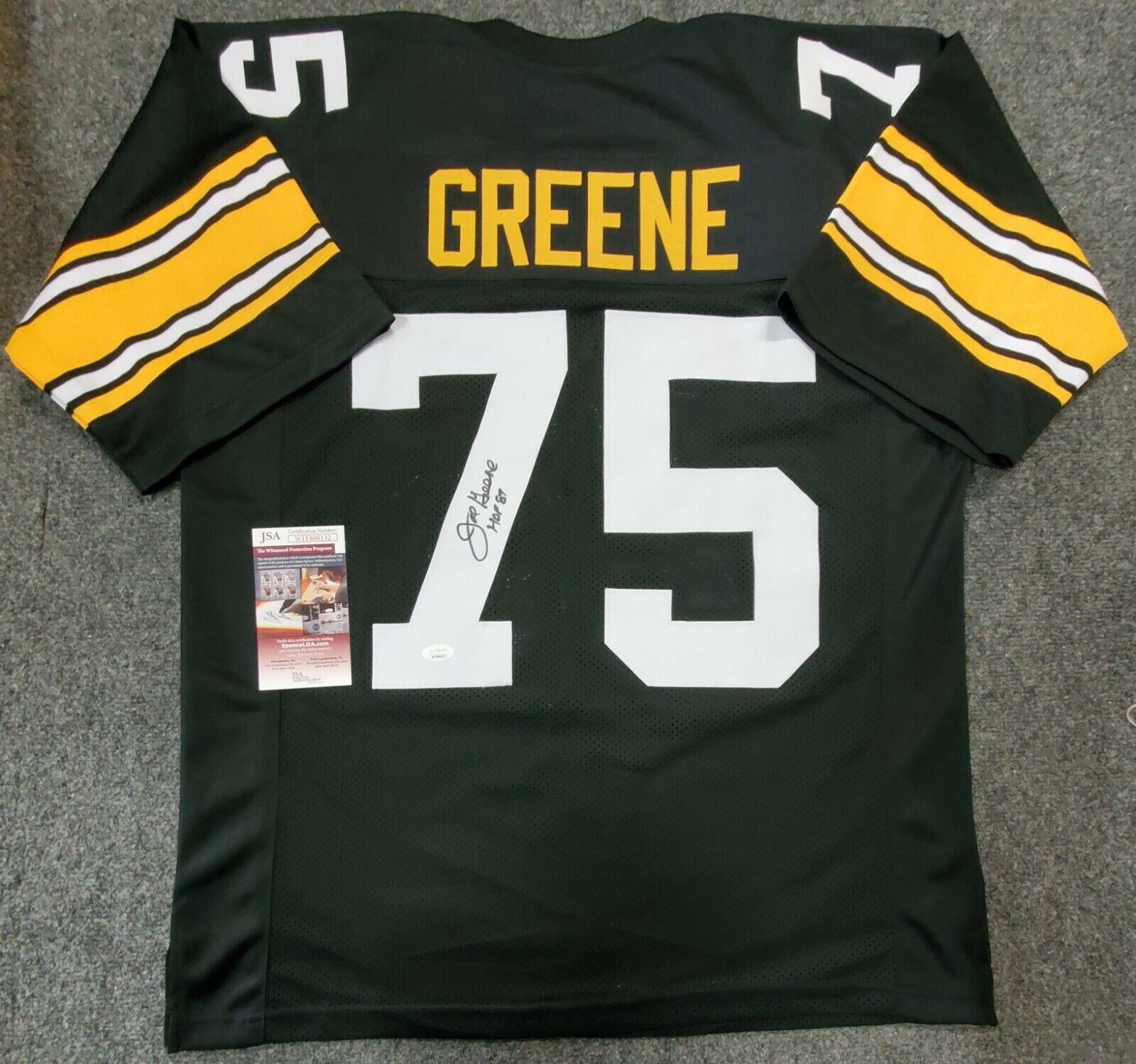 MVP Authentics Pittsburgh Steelers Mean Joe Greene Autographed Inscribed Jersey Jsa Coa 265.50 sports jersey framing , jersey framing